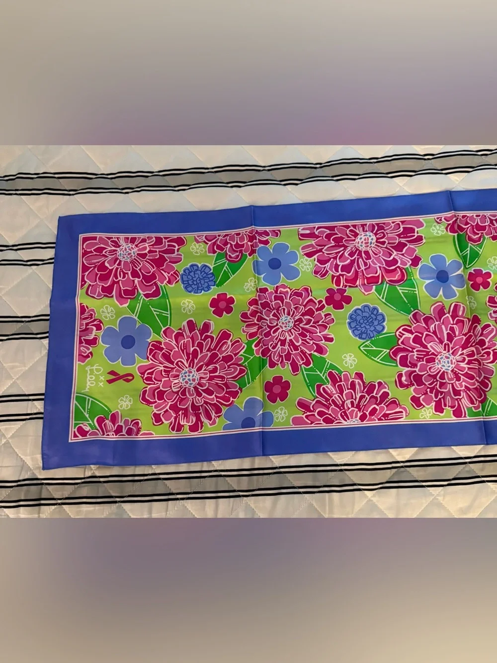 Vintage Lilly Pulitzer Floral Silk Scarf 2005 Ford Breast Cancer Awareness EUC